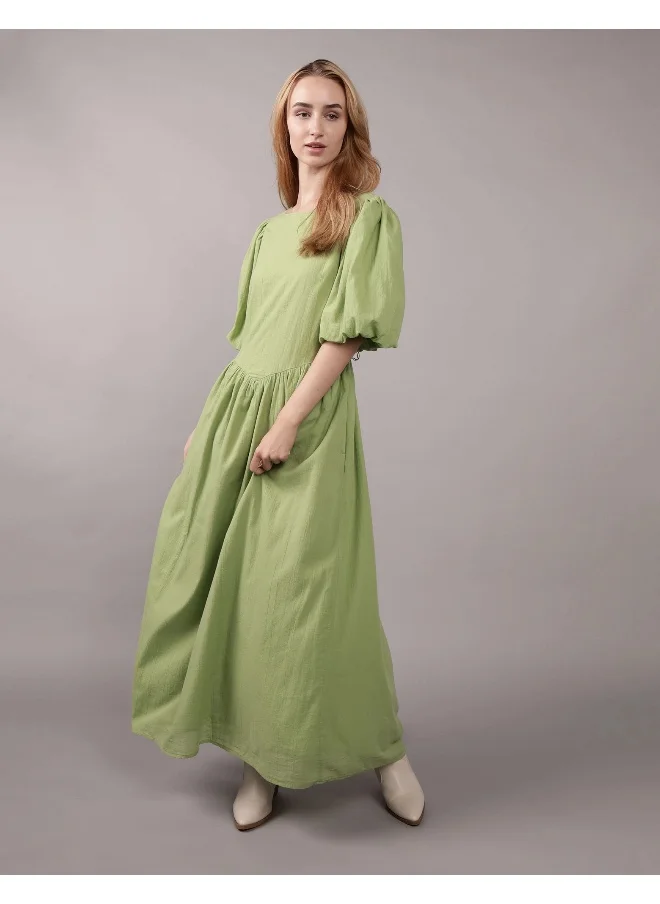 امريكان ايجل AE Puff Sleeve Drop Waist Maxi Dress