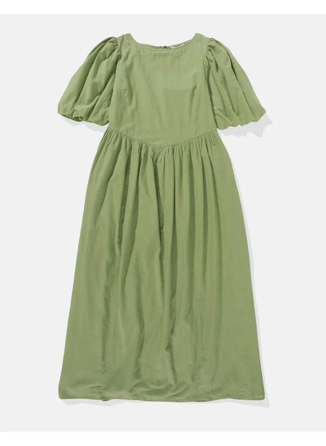 American Eagle AE Puff Sleeve Drop Waist Maxi Dress