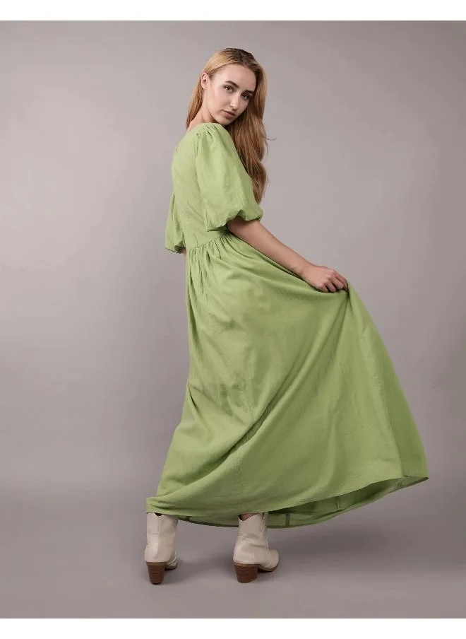 امريكان ايجل AE Puff Sleeve Drop Waist Maxi Dress