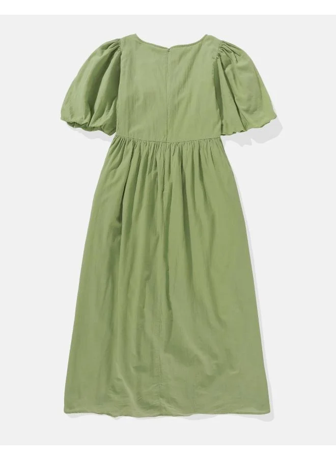American Eagle AE Puff Sleeve Drop Waist Maxi Dress