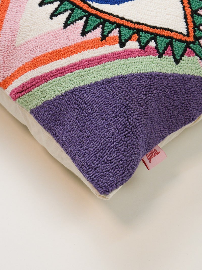 Galia Tasarım Galia Design Special Design Ethnic Eye Figured Punch Cushion Cover - Purple  - Image 5
