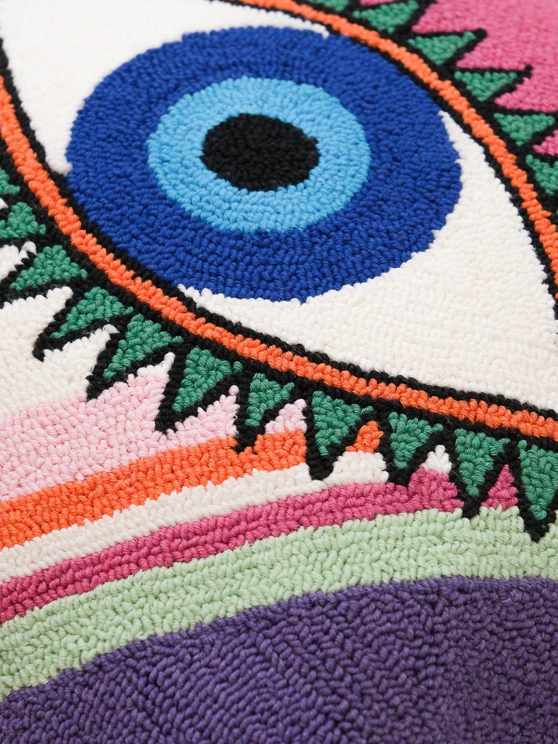 Galia Tasarım Galia Design Special Design Ethnic Eye Figured Punch Cushion Cover - Purple  - Image 4