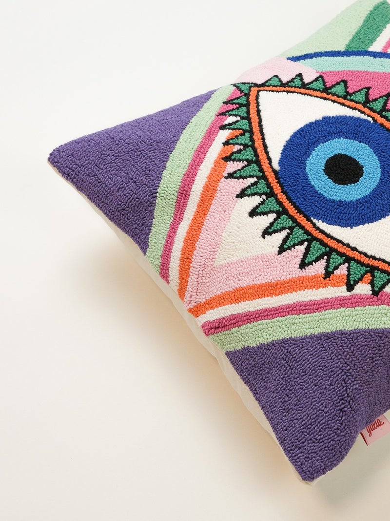 Galia Tasarım Galia Design Special Design Ethnic Eye Figured Punch Cushion Cover - Purple  - Image 2