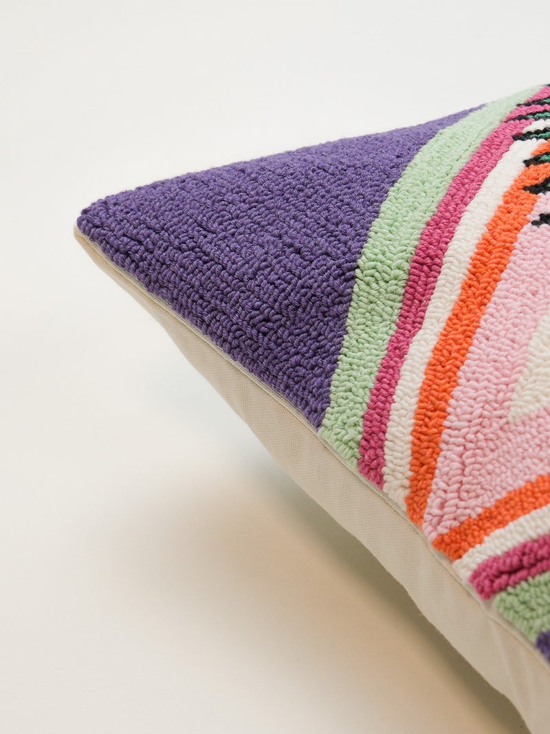 Galia Tasarım Galia Design Special Design Ethnic Eye Figured Punch Cushion Cover - Purple  - Image 3