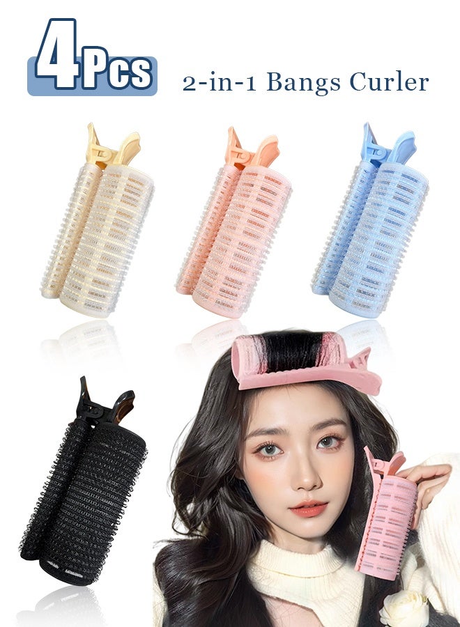 4 pcs 2 in 1 Bangs Hair Rollers with Clip Hair Styling Clips Set,Volumizing Hair Clips Root Lifting Clips,Portable Bangs Curler DIY Hair Volume Clip for Fluffy Hairstyles - Image 1