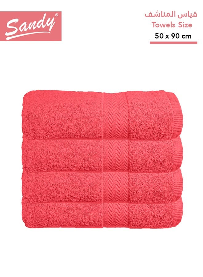 Sandy Premium Hotel Quality Hair Towel Set 100% Cotton Made in Egypt - 600 GSM, Soft Quick Drying and Highly Absorbent (4 Pack - 50x90 cm), Red - Image 1