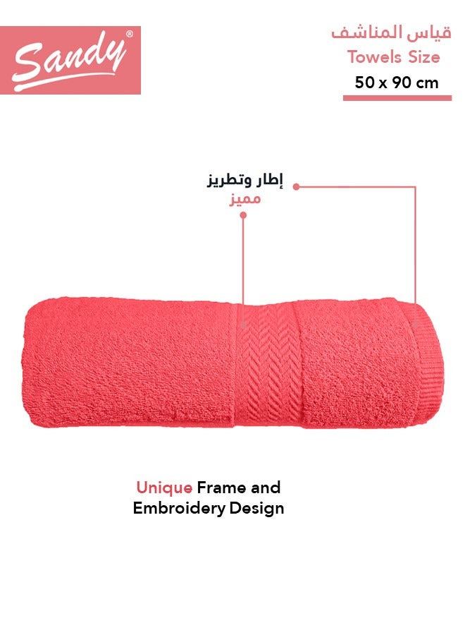Sandy Premium Hotel Quality Hair Towel Set 100% Cotton Made in Egypt - 600 GSM, Soft Quick Drying and Highly Absorbent (4 Pack - 50x90 cm), Red - Image 2