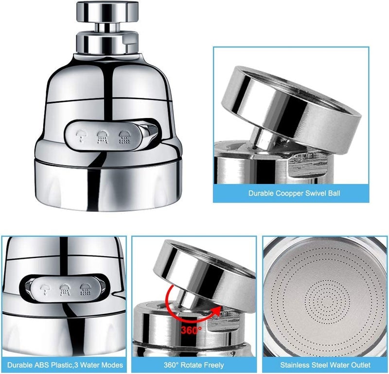 AKRIZA Tap Extender for Kitchen Sink | 3 Modes Movable 360° Rotatable Splash Filter Faucet | Up to 30% Water Saving | Flexible Tap Aerator | Kitchen & Bathroom Tap Extension Kitchen Accessories Items - Image 5