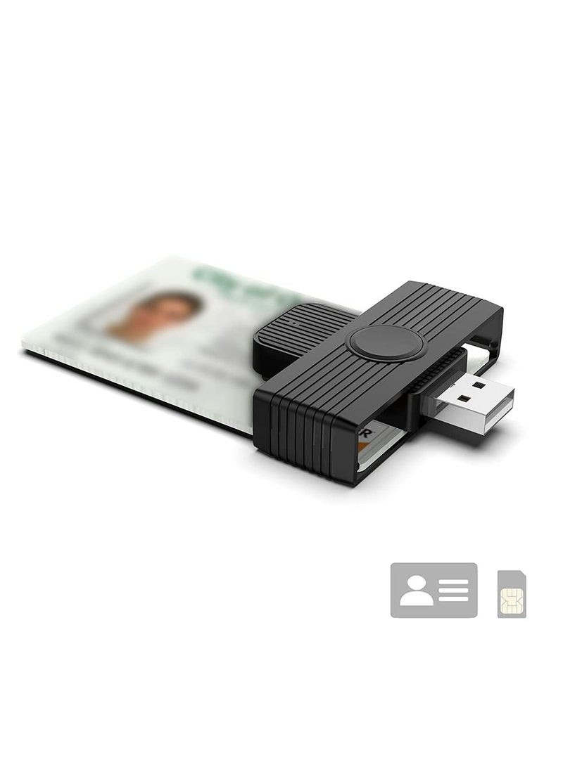 Portable USB Smart Card Reader for CAC, Electronic ID, IC Bank, and Health Insurance Cards - Compatible with Windows XP/Vista/7/8/11 and Mac OS. - Image 1