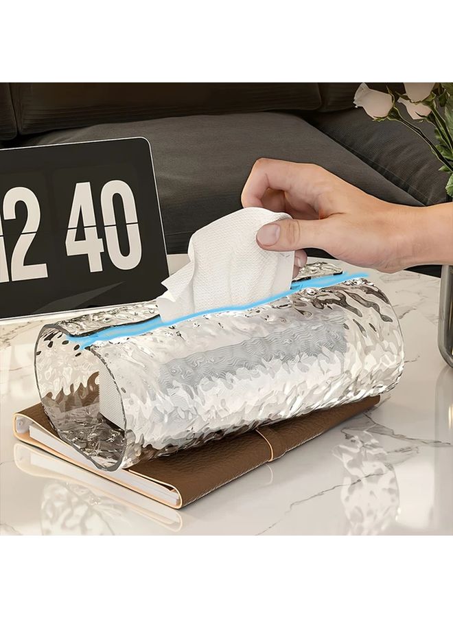 Round Plastic Tissue Box Holder High End Minimalist Design Water Ripple Texture Transparent - Image 2