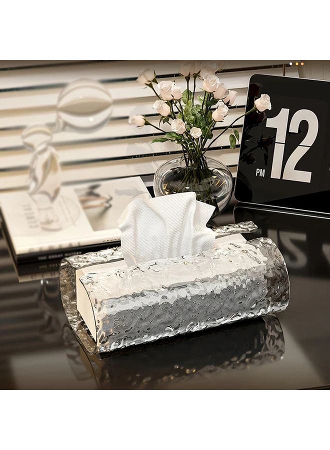 Round Plastic Tissue Box Holder High End Minimalist Design Water Ripple Texture Transparent - Image 5