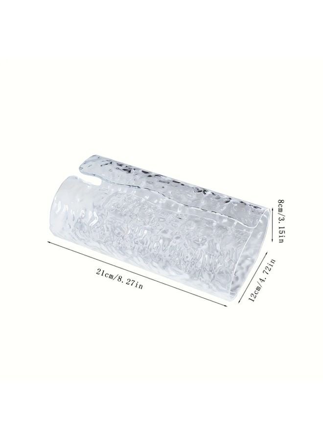 Round Plastic Tissue Box Holder High End Minimalist Design Water Ripple Texture Transparent - Image 4