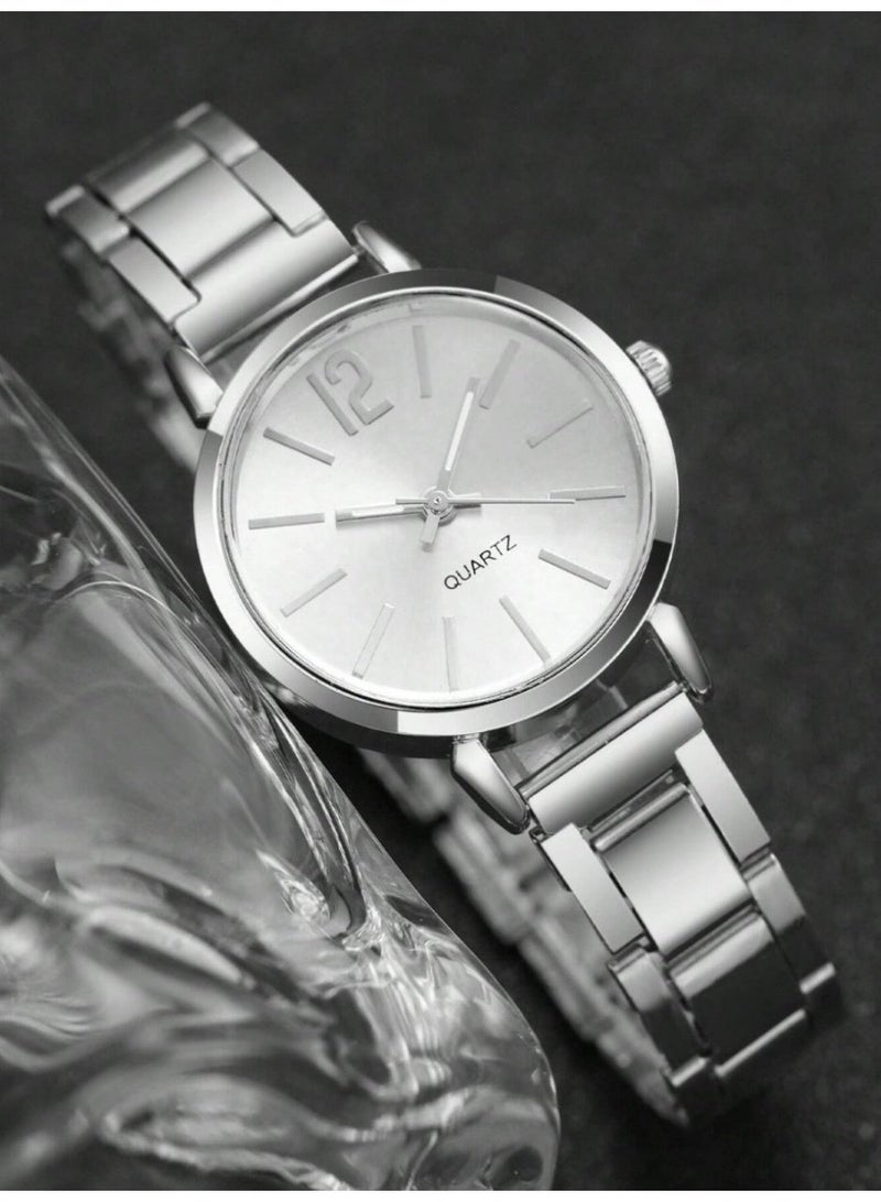 4-Piece Women’s Casual Luxury Set (Quartz Watch & Bracelets) Made Of 14K Gold-Plated Stainless Steel - Image 3