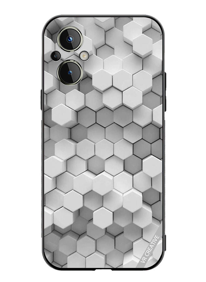 VR CREATIVE Protective Case Cover For OnePlus Nord N20 5G 3D Gray White Honeycombs Brick Wall Stairway Decoration Design Multicolour - Image 1