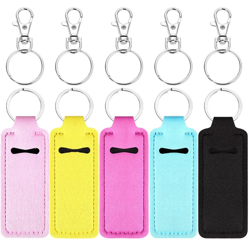 Bysiter Chapstick Holder Lip Balm Sleeves Pouch Portable Lipstick Lip Gloss Holder Bags With Clip for Women (Pink Black etc) - Image 1