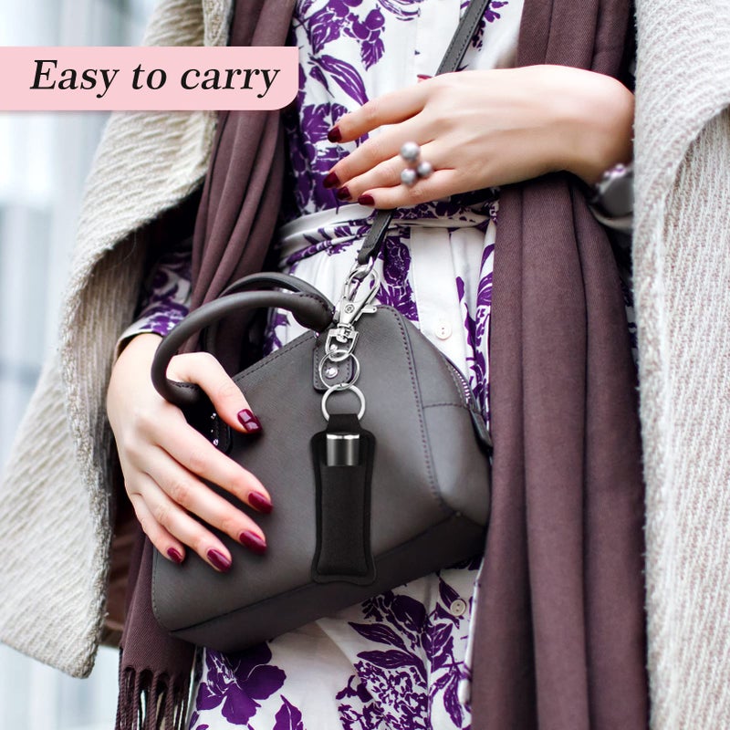 Bysiter Chapstick Holder Lip Balm Sleeves Pouch Portable Lipstick Lip Gloss Holder Bags With Clip for Women (Pink Black etc) - Image 3