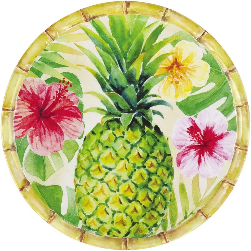 UPware Pineapple Melamine Round Dessert Plates Small Serving Plates for Appetizer Snacks and Side Dishes Multicolor 6 Inch Set of 4 - Image 3