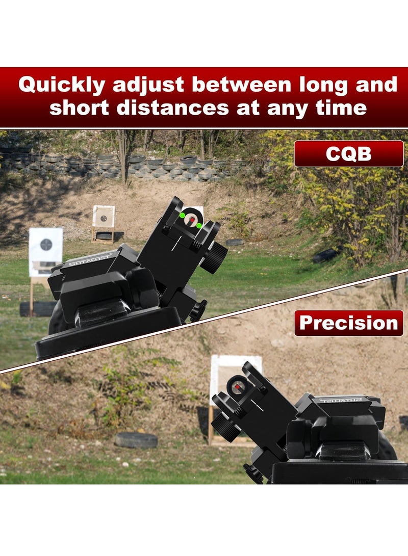 Generic Iron Sights,45 Degree Offset Flip Up Sights,Flip Up Front and Rear Sights,Canted Iron Sights with Fiber Optic Red and Green Dots for Picatinny Rail,Flip Up Iron Sight - Image 4