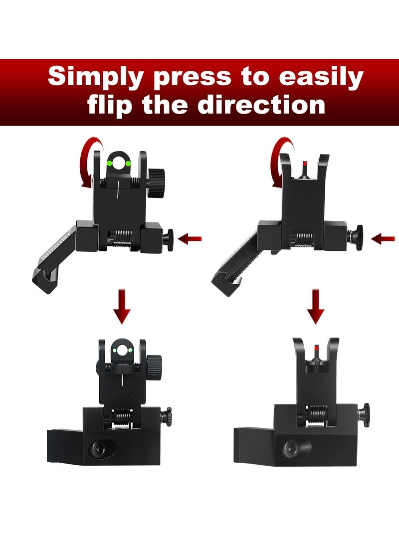 Generic Iron Sights,45 Degree Offset Flip Up Sights,Flip Up Front and Rear Sights,Canted Iron Sights with Fiber Optic Red and Green Dots for Picatinny Rail,Flip Up Iron Sight - Image 3