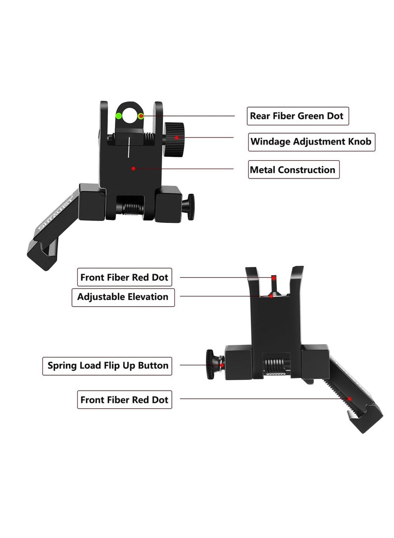 Generic Iron Sights,45 Degree Offset Flip Up Sights,Flip Up Front and Rear Sights,Canted Iron Sights with Fiber Optic Red and Green Dots for Picatinny Rail,Flip Up Iron Sight - Image 5