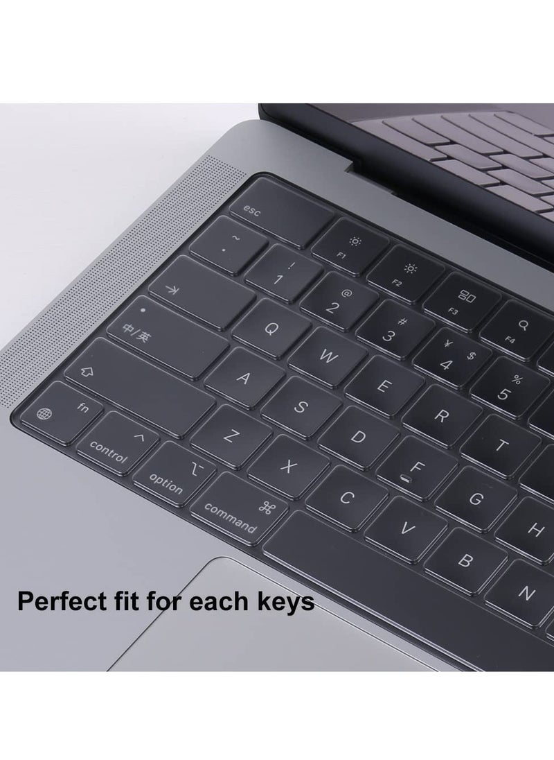 Generic - Clear Ultra Thin TPU Keyboard Cover for M3/M2 MacBook Air 13.6" A3113/A2681 and M1 Pro/M1 Max Chip MacBook Pro 14"/16"(2021) Model A3112/A3185/A3401/A2918/A2992//A2442/A2779/A2485 US Layout Keyboard Protector - Image 1