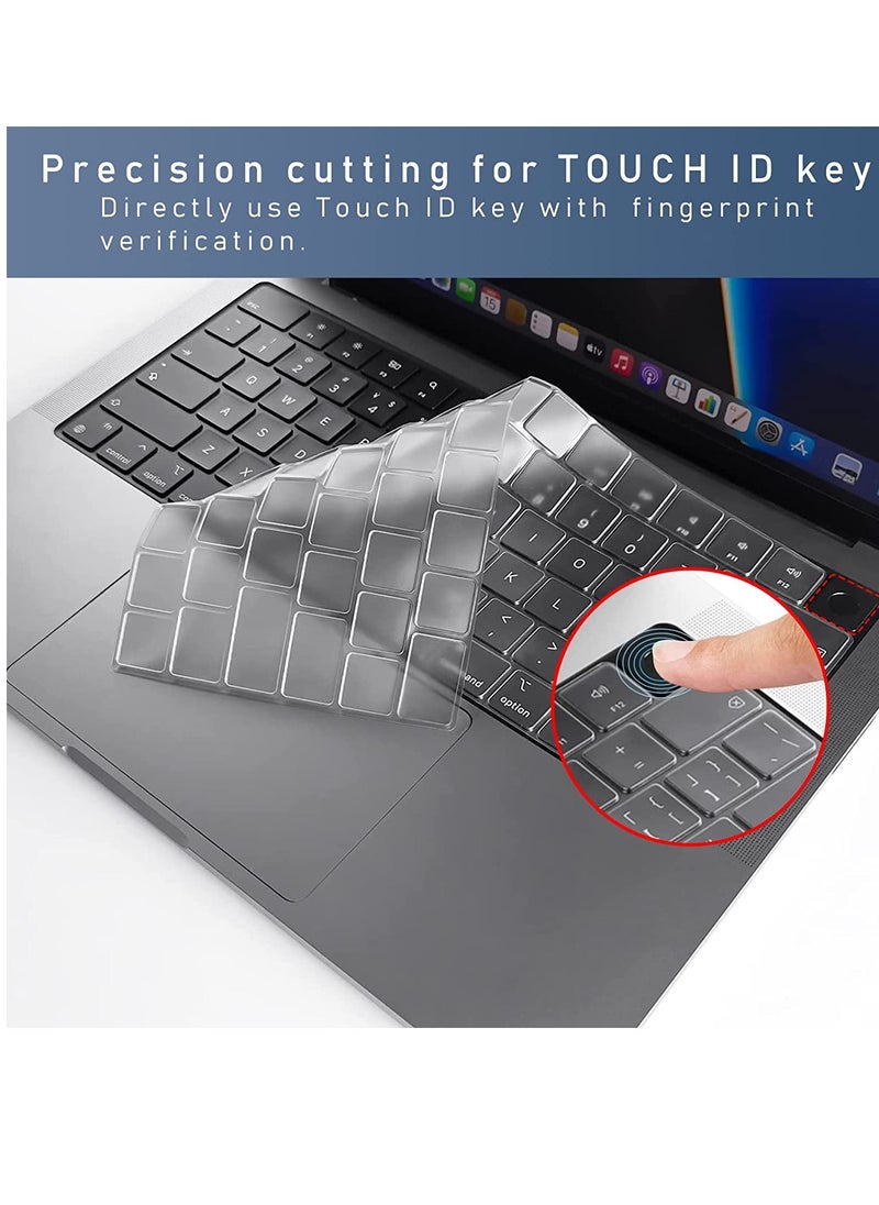 Generic Clear Ultra Thin TPU Keyboard Cover for M3/M2 MacBook Air 13.6" A3113/A2681 and M1 Pro/M1 Max Chip MacBook Pro 14"/16"(2021) Model A3112/A3185/A3401/A2918/A2992//A2442/A2779/A2485 US Layout Keyboard Protector  - Image 1