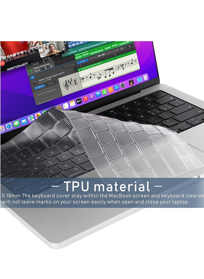 Generic Clear Ultra Thin TPU Keyboard Cover for M3/M2 MacBook Air 13.6" A3113/A2681 and M1 Pro/M1 Max Chip MacBook Pro 14"/16"(2021) Model A3112/A3185/A3401/A2918/A2992//A2442/A2779/A2485 US Layout Keyboard Protector  - Image 3