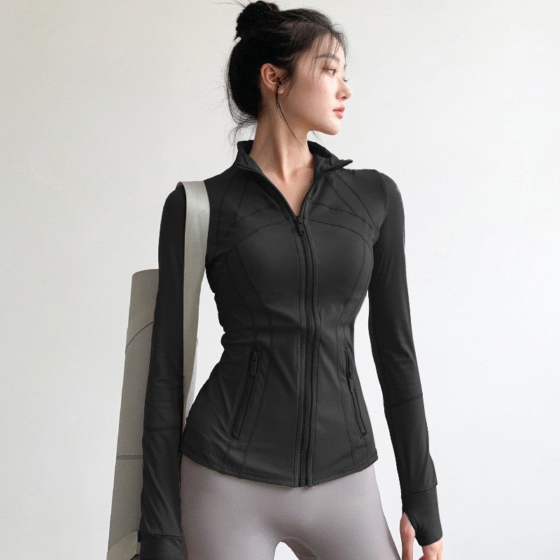 Generic Advanced Yoga Suit Coat Womens Running and Cycling Long-sleeved Sports Top Slimming Pilates Fitness Suit Autumn and Winter Star black 