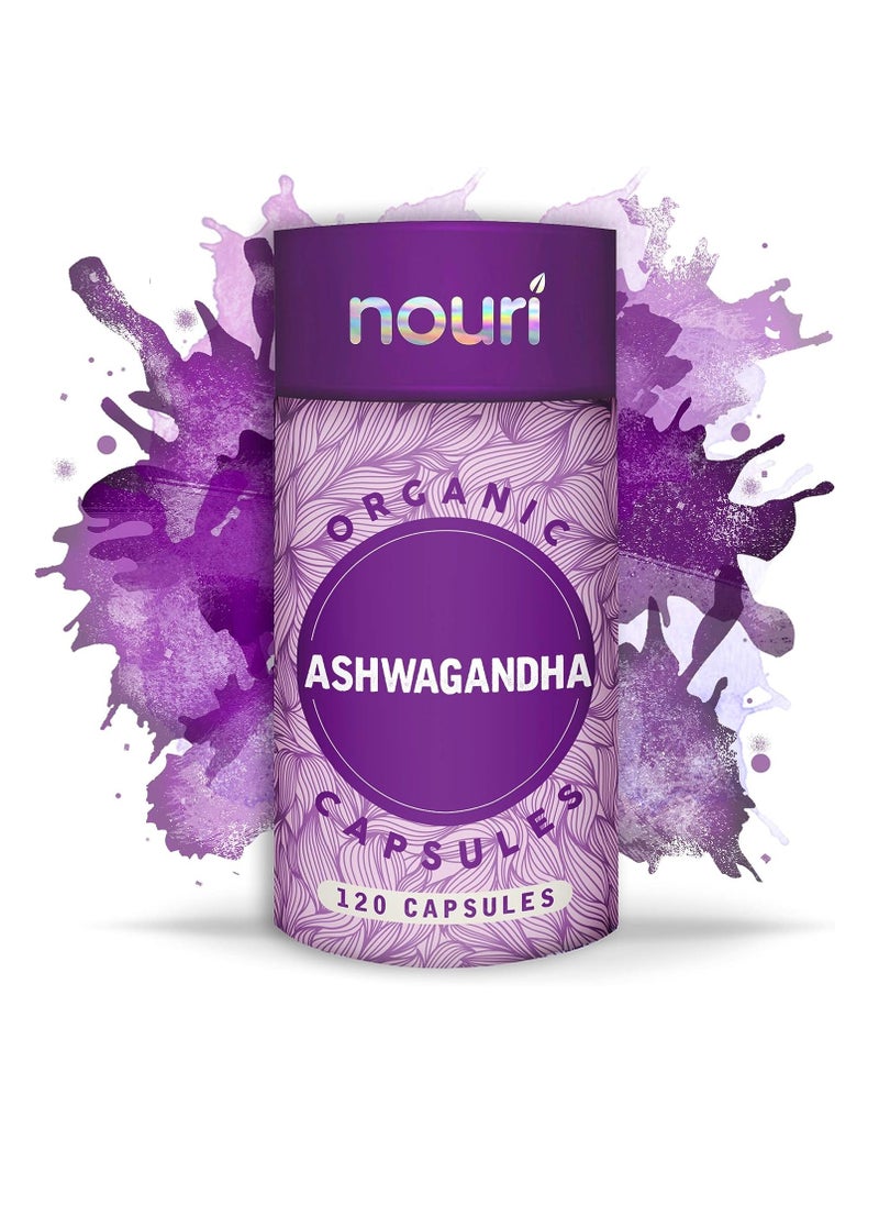 NOURI - Organic Ashwagandha Capsules, 120 Capsules 500mg Extract per Serving - Image 1
