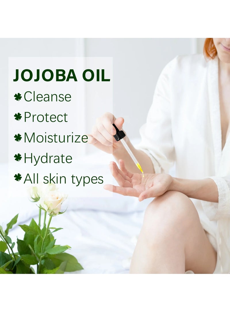 60ml Jojoba Oil with Roller for Hair Growth 100% Pure Natural and Cold Pressed for Hair Face Body Nails Rich in Vitamin E for Healthy Skin Hair Breakage and Split Ends