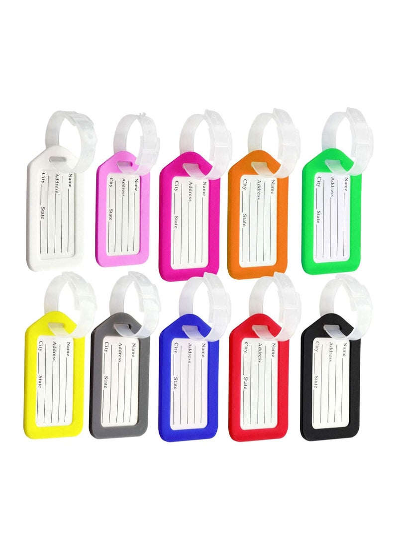 ECVV Luggage Tags 10pcs, Plastic Luggage Identifiers Key Tags with Name and Addresss for Luggage Pet Name Tags Travel Accessories - Image 1