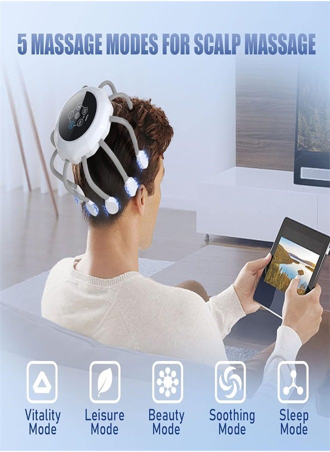 joyzzz Smart Wireless 5-mode Electric Head Massager With 14 Vibration Contacts That Vibrate the Scalp 360 Degrees to Relieve Stress and Tension and Improve Sleep  - Image 4