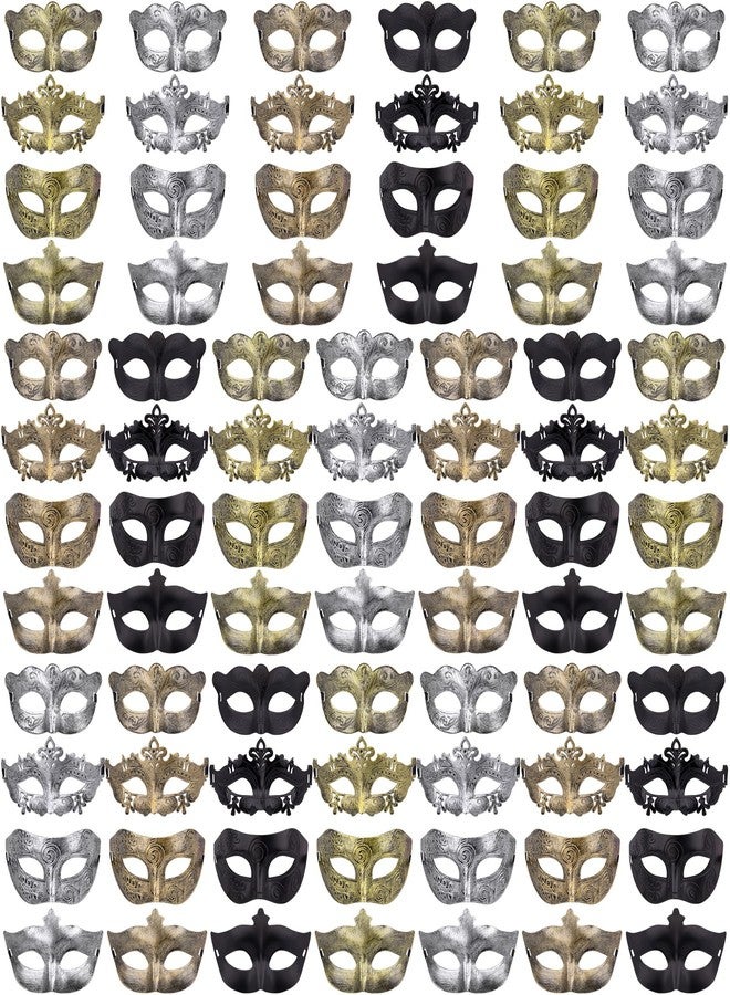 FEQO 80 Pieces Masquerade Masks Vintage Antique Venetian Masks for Men Women(Butterfly, Prince, Princess, Peri) - Image 1