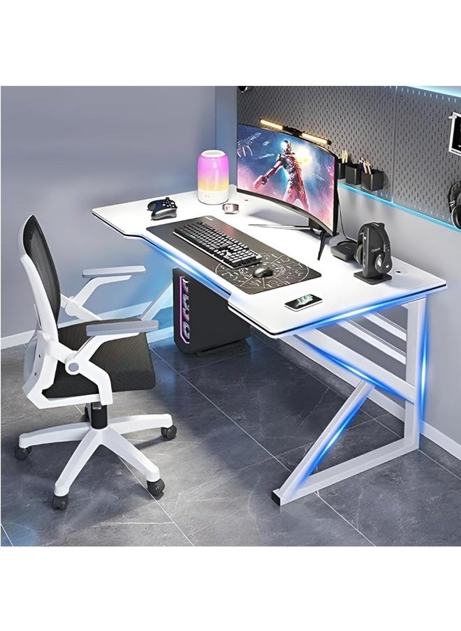 JCB CHIC Gaming Desktop Computer Desk，Ergonomic Home Office Desk Gaming Table PC Computer Gaming Desk, Workstation for Gift Idea (White,L120cm*W60cm* H73cm)  - Image 1