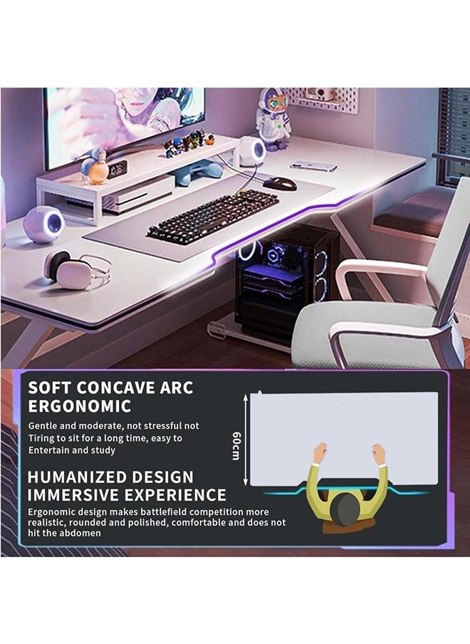 JCB CHIC Gaming Desktop Computer Desk，Ergonomic Home Office Desk Gaming Table PC Computer Gaming Desk, Workstation for Gift Idea (White,L120cm*W60cm* H73cm)  - Image 4