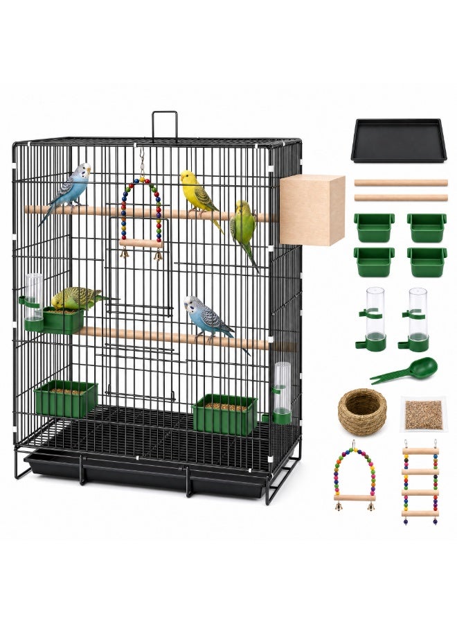 UREVO Large Metal Birdcage, Upright Breeding Cage, Open-Top Parrot Cage. Features a Sliding Tray and Nest. Easy to Clean and Spacious. Suitable for Parrots, Macaws, Cockatiels, Canaries, Finches, Lovebirds, Pigeons, Etc - Image 1