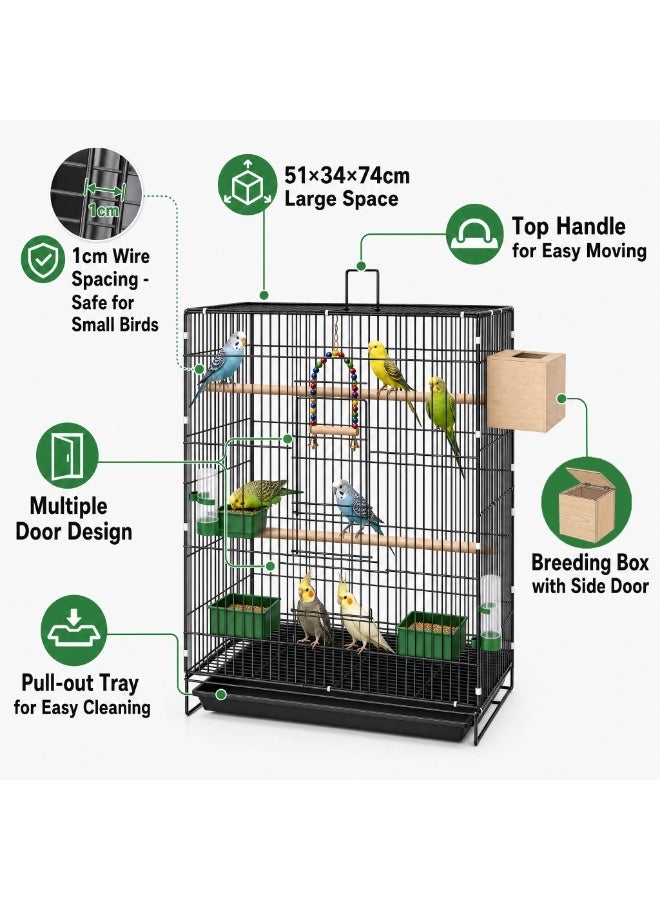 UREVO Large Metal Birdcage, Upright Breeding Cage, Open-Top Parrot Cage. Features a Sliding Tray and Nest. Easy to Clean and Spacious. Suitable for Parrots, Macaws, Cockatiels, Canaries, Finches, Lovebirds, Pigeons, Etc - Image 2