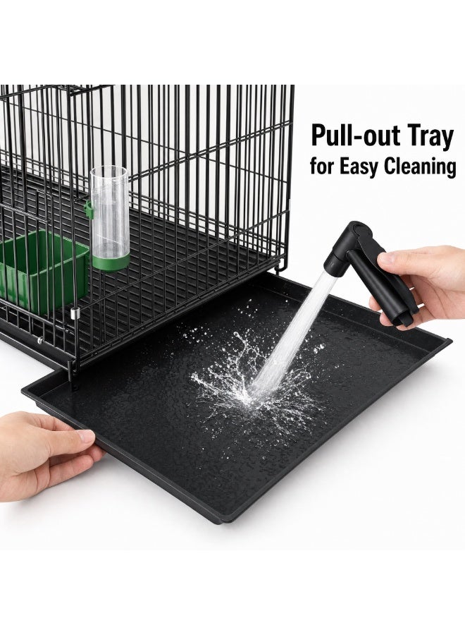 UREVO Large Metal Birdcage, Upright Breeding Cage, Open-Top Parrot Cage. Features a Sliding Tray and Nest. Easy to Clean and Spacious. Suitable for Parrots, Macaws, Cockatiels, Canaries, Finches, Lovebirds, Pigeons, Etc - Image 4