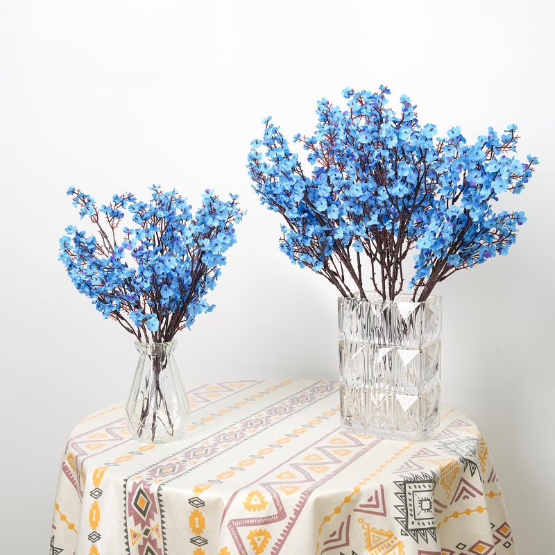 Hiagrow 8Pcs Artificial Flowers Fake Babys Breath Bouquet Blue Fake Flowers Plants Decor Silk Flower Bulk For Vase Christmas Home Wedding Indoor Outdoor Table Party Decorations - Image 4
