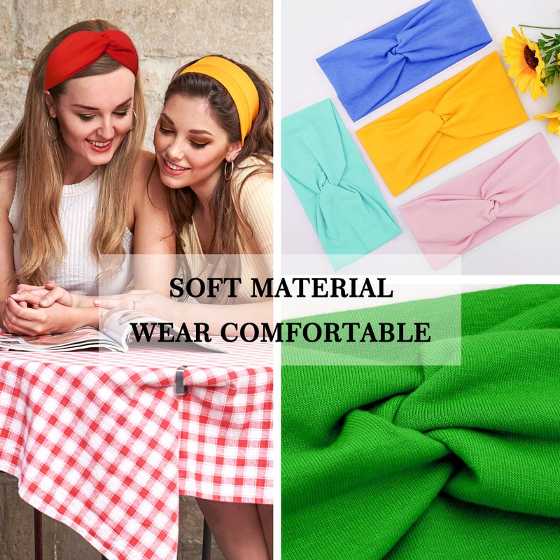 FEQO 21 Pieces Twist Headbands for Women Non-Slip Twisted Turban Stretchy Elastic Colorful Hair Bands for Workout Yoga Sports(Elegant Colors) - Image 3