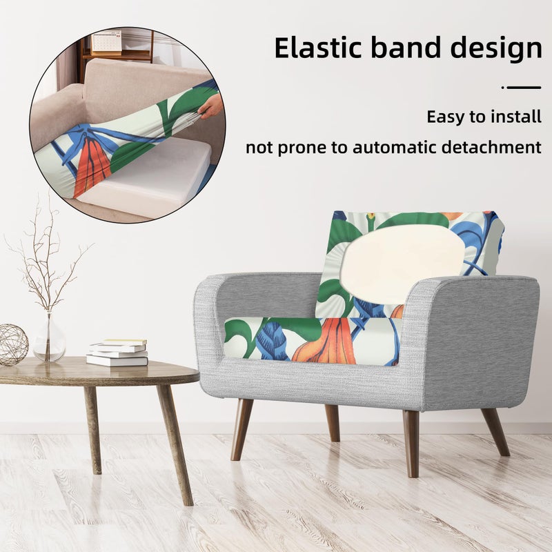 BIETYONE 8Pcs Stretch Patio Cushion Covers, Outdoor Couch Covers Replacement,Outdoor Couch & Sofa Slipcovers,for Patio Furniture Cushion Covers,Washable Reusable Furniture Protector (Print,Cover Only) - Image 5