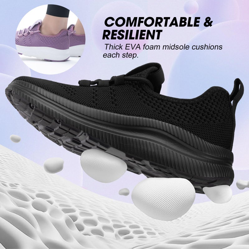 ZOVE Wide Toe Box Shoes Women Extra Wide Width Sneakers Ultra Light Road Running Shoes Non-Slip Tennis Sneakers Breathable Walking Athletic 8803 Full Black 41 - Image 4