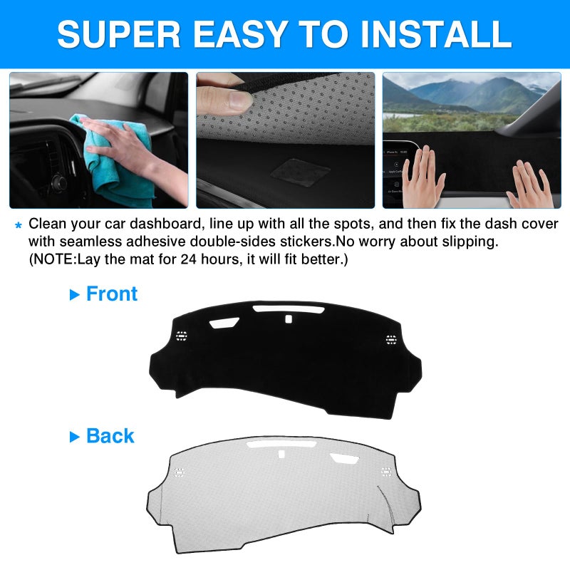 Autorder Dashboard Cover Mat for Chevy Chevrolet Equinox EV 2024 2025 2026 Accessories Dash Cover Upgrade Velvet Dash Mat Sunshade Glare UV Rays Protector - Image 5