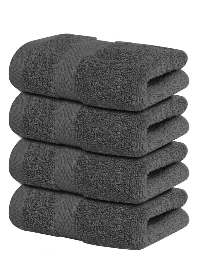 Infinitee Xclusives Premium Grey Washcloths Set – Pack of 4, 13 x 13 Inches (33 x 33cm) 100% Cotton Wash Cloths for Your Body and Face Towels, Kitchen Dish Towels and Rags, Baby Washcloth - Image 1