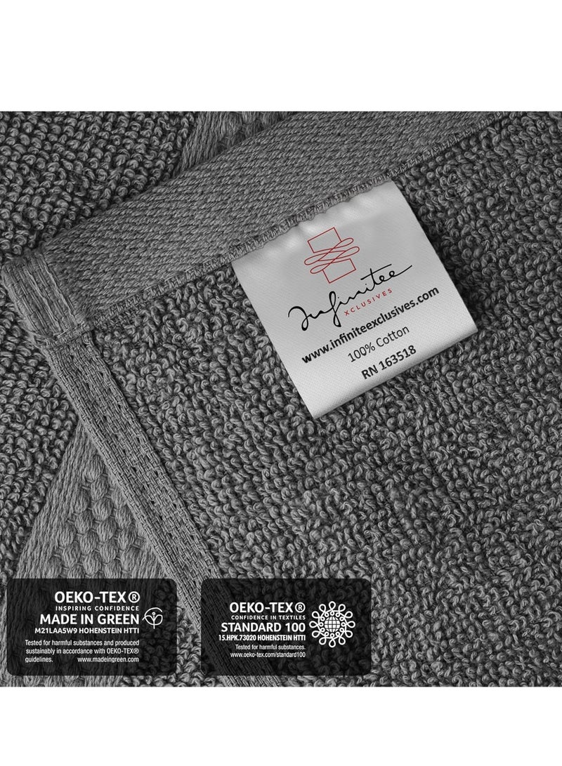 Infinitee Xclusives Premium Grey Washcloths Set – Pack of 4, 13 x 13 Inches (33 x 33cm) 100% Cotton Wash Cloths for Your Body and Face Towels, Kitchen Dish Towels and Rags, Baby Washcloth - Image 5