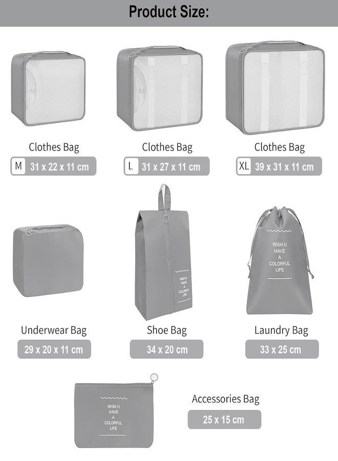GLADBACK 7pcs Set Travel Organizer Packing Cubes Lightweight Travel Luggage Organizers with Laundry Bag or Toiletry Bag Laundry Organiser (Blue, 7 PCS) Polyester - Image 2