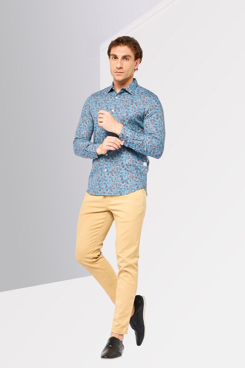 Replay Men Regular Fit Long Sleeve Floral Print Casual Shirt, Multicolor - Image 2