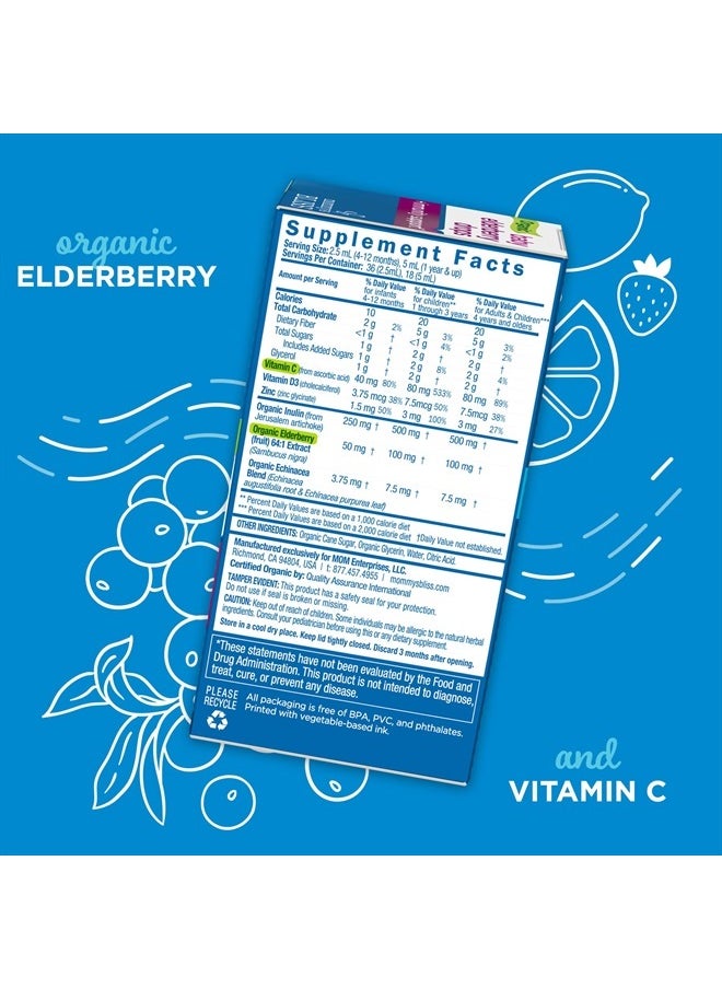 Mommy's Bliss Organic Baby Elderberry Drops, Immune Support with Vitamins, Prebiotics, Zinc & Organic Echinacea, Age 4 Months +, 3 Fl Oz (36 Servings)  - Image 3