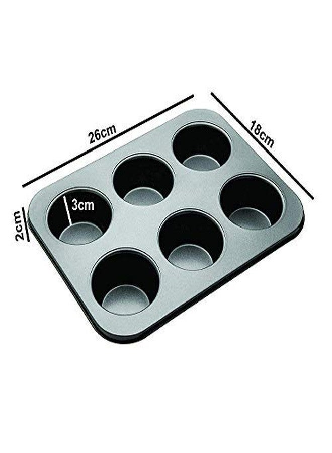 AASTIK 6 Slot Aluminium Tray Muffin Cup Cake Tray Baking in Microwave Oven Muffin Bread Cake Bakeware Reusable Tray Pan Mould for Deserts, Pastries and Cookies Non-Stick - Image 2