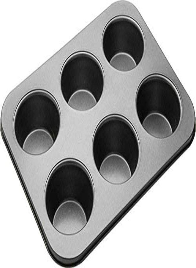 AASTIK 6 Slot Aluminium Tray Muffin Cup Cake Tray Baking in Microwave Oven Muffin Bread Cake Bakeware Reusable Tray Pan Mould for Deserts, Pastries and Cookies Non-Stick - Image 1